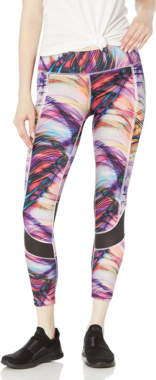 Saucony Multicolored Print Finishing Kick Crop Leggings Women's Size Small